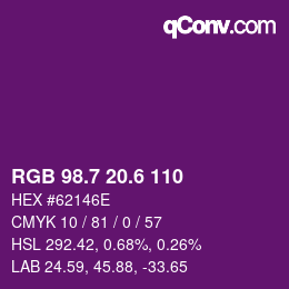 カラーコード: RGB 98.7 20.6 110 | qconv.com