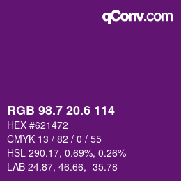 カラーコード: RGB 98.7 20.6 114 | qconv.com