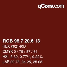 カラーコード: RGB 98.7 20.6 13 | qconv.com