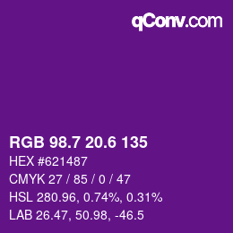 カラーコード: RGB 98.7 20.6 135 | qconv.com