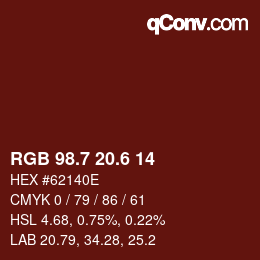 カラーコード: RGB 98.7 20.6 14 | qconv.com