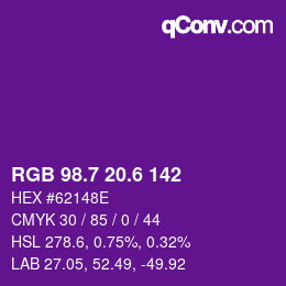 カラーコード: RGB 98.7 20.6 142 | qconv.com