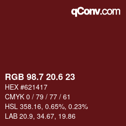 カラーコード: RGB 98.7 20.6 23 | qconv.com