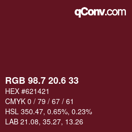 カラーコード: RGB 98.7 20.6 33 | qconv.com