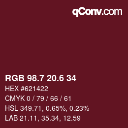 カラーコード: RGB 98.7 20.6 34 | qconv.com