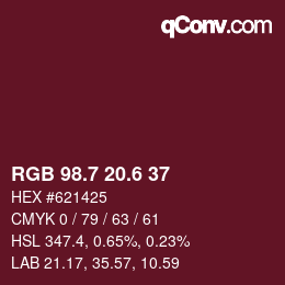 カラーコード: RGB 98.7 20.6 37 | qconv.com