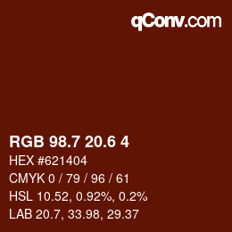 カラーコード: RGB 98.7 20.6 4 | qconv.com