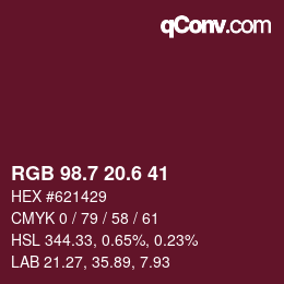 カラーコード: RGB 98.7 20.6 41 | qconv.com