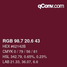 カラーコード: RGB 98.7 20.6 43 | qconv.com