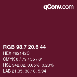 カラーコード: RGB 98.7 20.6 44 | qconv.com
