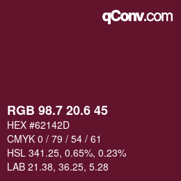 カラーコード: RGB 98.7 20.6 45 | qconv.com