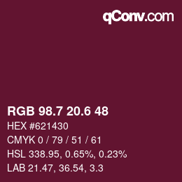 カラーコード: RGB 98.7 20.6 48 | qconv.com