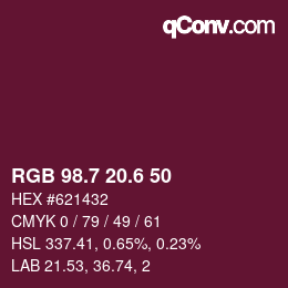 カラーコード: RGB 98.7 20.6 50 | qconv.com