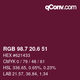 カラーコード: RGB 98.7 20.6 51 | qconv.com