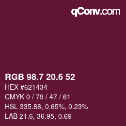カラーコード: RGB 98.7 20.6 52 | qconv.com