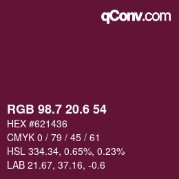 カラーコード: RGB 98.7 20.6 54 | qconv.com