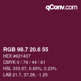 カラーコード: RGB 98.7 20.6 55 | qconv.com