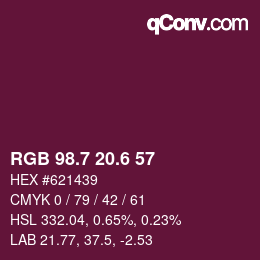 カラーコード: RGB 98.7 20.6 57 | qconv.com