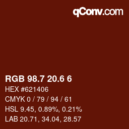 カラーコード: RGB 98.7 20.6 6 | qconv.com