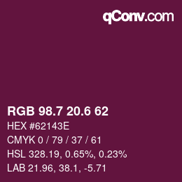 カラーコード: RGB 98.7 20.6 62 | qconv.com