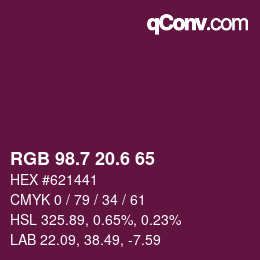 カラーコード: RGB 98.7 20.6 65 | qconv.com