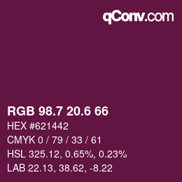 カラーコード: RGB 98.7 20.6 66 | qconv.com
