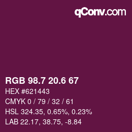 カラーコード: RGB 98.7 20.6 67 | qconv.com