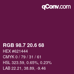 カラーコード: RGB 98.7 20.6 68 | qconv.com