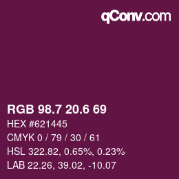 カラーコード: RGB 98.7 20.6 69 | qconv.com