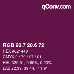 カラーコード: RGB 98.7 20.6 72 | qconv.com