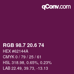 カラーコード: RGB 98.7 20.6 74 | qconv.com