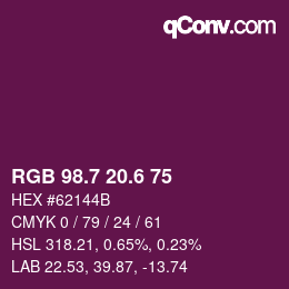 カラーコード: RGB 98.7 20.6 75 | qconv.com