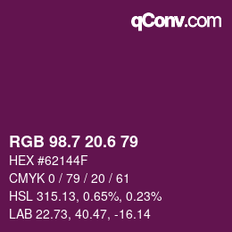 カラーコード: RGB 98.7 20.6 79 | qconv.com