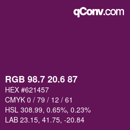 カラーコード: RGB 98.7 20.6 87 | qconv.com