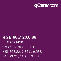 カラーコード: RGB 98.7 20.6 88 | qconv.com