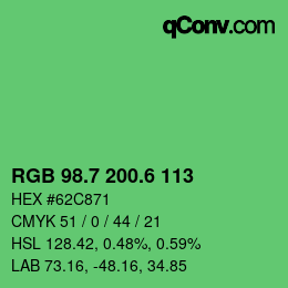 カラーコード: RGB 98.7 200.6 113 | qconv.com