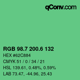 カラーコード: RGB 98.7 200.6 132 | qconv.com