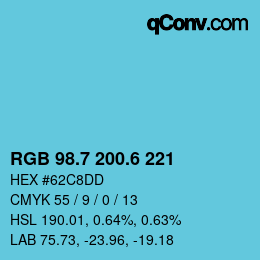 カラーコード: RGB 98.7 200.6 221 | qconv.com