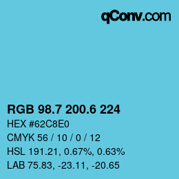 カラーコード: RGB 98.7 200.6 224 | qconv.com