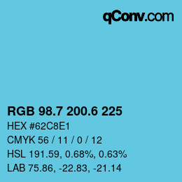 カラーコード: RGB 98.7 200.6 225 | qconv.com