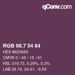 カラーコード: RGB 98.7 54 84 | qconv.com