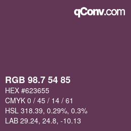 カラーコード: RGB 98.7 54 85 | qconv.com