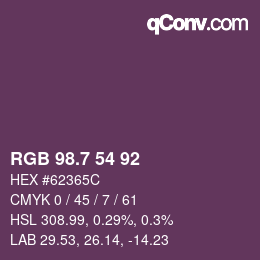 カラーコード: RGB 98.7 54 92 | qconv.com