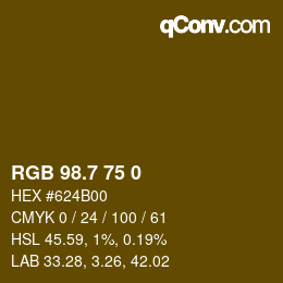 カラーコード: RGB 98.7 75 0 | qconv.com