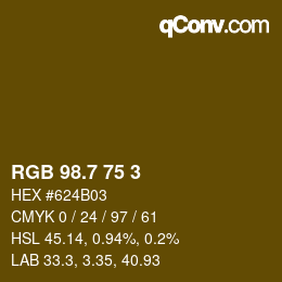 カラーコード: RGB 98.7 75 3 | qconv.com