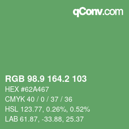 カラーコード: RGB 98.9 164.2 103 | qconv.com