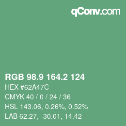 カラーコード: RGB 98.9 164.2 124 | qconv.com
