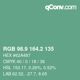 Color code: RGB 98.9 164.2 135 | qconv.com