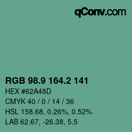 カラーコード: RGB 98.9 164.2 141 | qconv.com