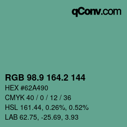 Color code: RGB 98.9 164.2 144 | qconv.com